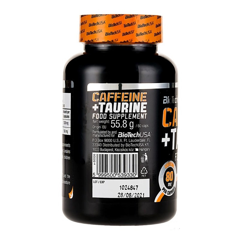 کپسول کافئین + تائورین بایوتک 60 عددی